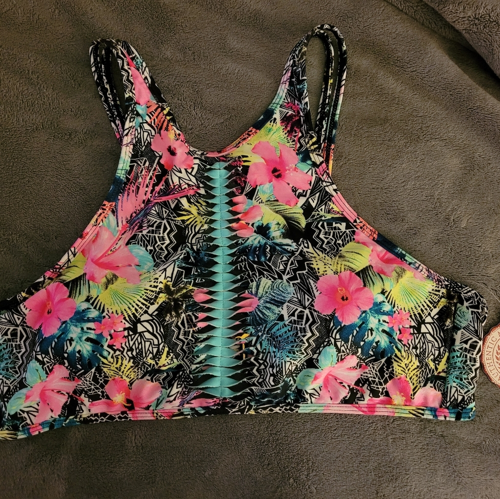 High Neck Top with Shredding - NWT